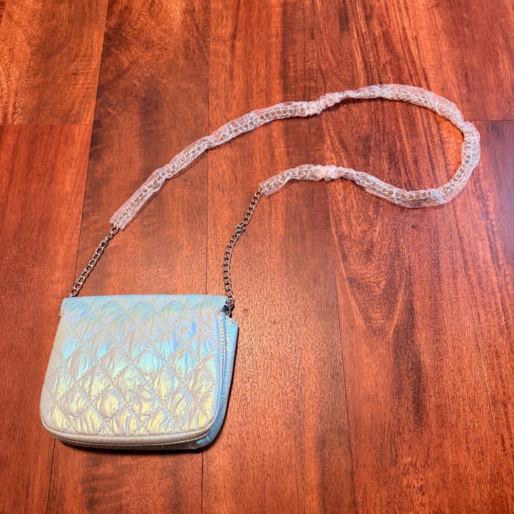 Iridescent Blue Quilted Crossbody Bag - Picture 6 of 6